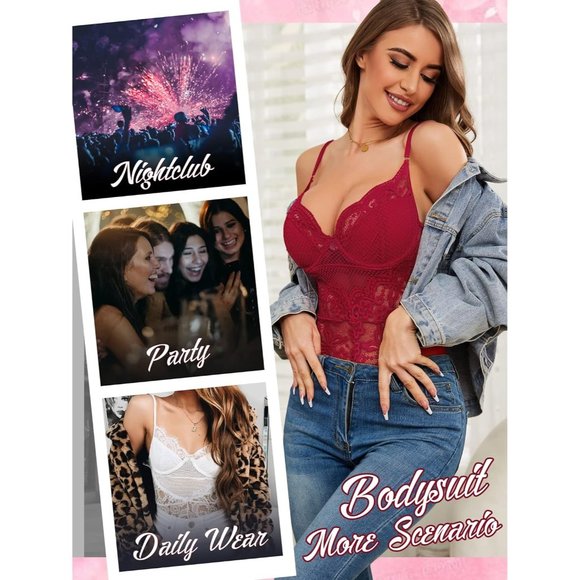 Women Wine Underwire Teddy Lingerie Cami Bustier Tank Top - Picture 4 of 6